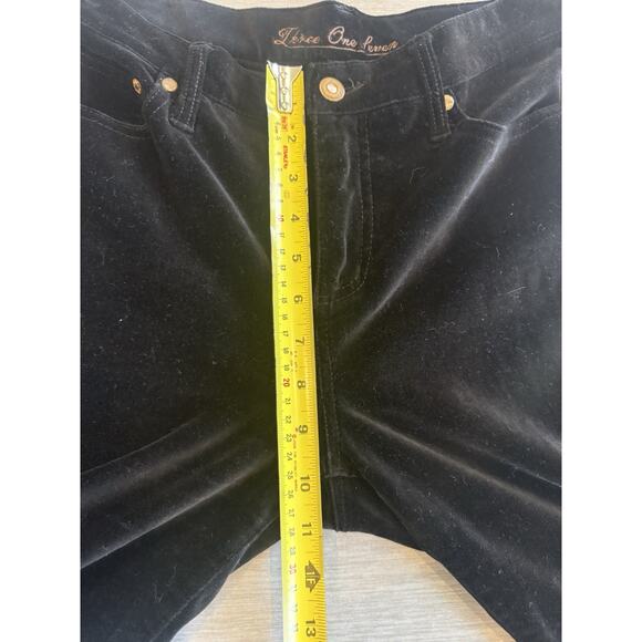 Y2K 317 Embroidered Flare Velvet Pants Womens 32 x 32 Black Fleur De Lis Grunge - Picture 14 of 15
